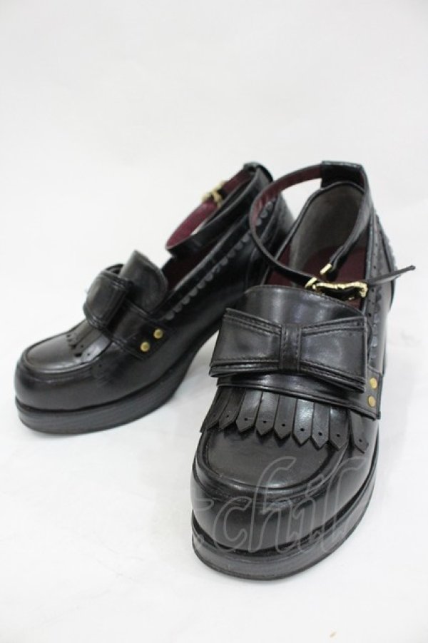 画像2: Amavel / Bibliotheque Cafeローファーパンプス L 黒 I-26-03-05-010-CA-SH-SA-ZI (2)