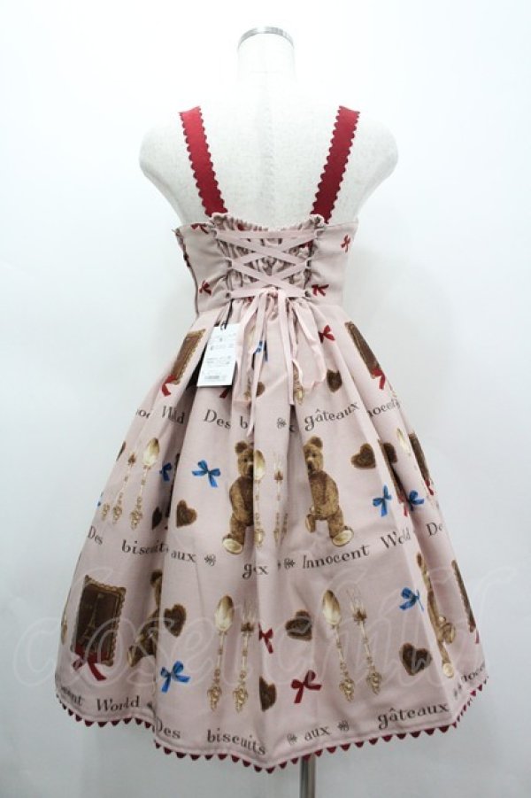 画像2: Innocent World / ビスケットベアーハイウエストジャンパースカート M ピンク I-26-03-05-117-IW-OP-SA-ZI (2)