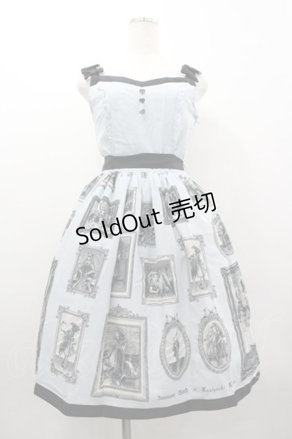 画像1: Innocent World / 金子國義アリス肩リボンジャンパースカート M サックス I-26-03-05-121-IW-SK-SA-ZI (1)