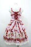 画像2: BABY,THE STARS SHINE BRIGHT / Pomme rouge〜うさぎとりすのりんごの森〜柄ジャンパースカートI  ピンク I-26-03-05-122-BA-OP-SA-ZI (2)