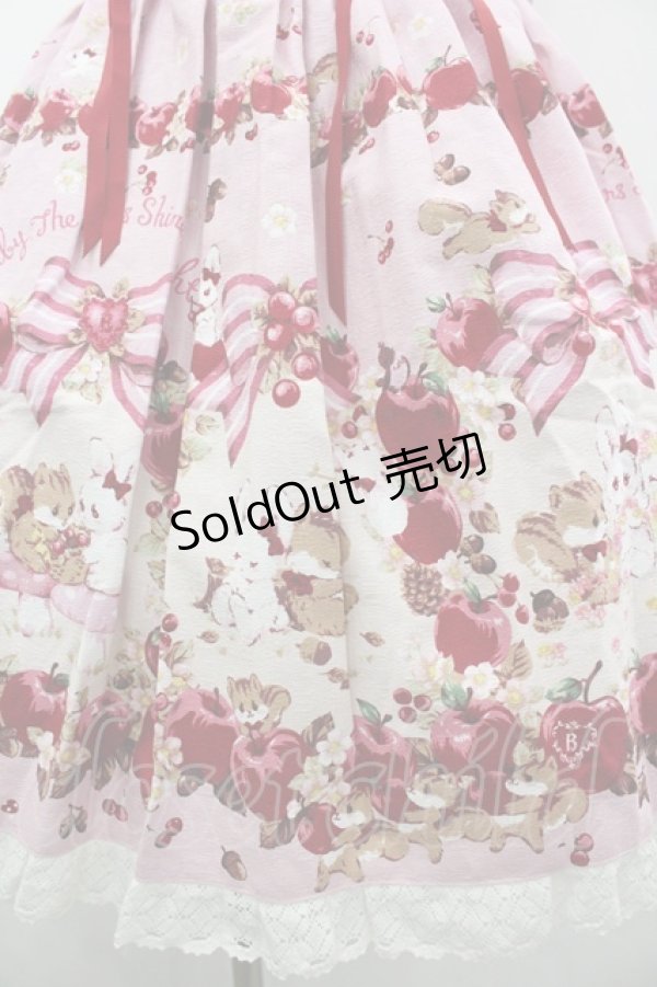 画像3: BABY,THE STARS SHINE BRIGHT / Pomme rouge〜うさぎとりすのりんごの森〜柄ジャンパースカートI  ピンク I-26-03-05-122-BA-OP-SA-ZI (3)