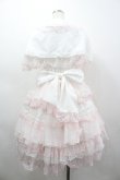 画像2: White Sugar Gitl 白糖少女 / サイド編み下げリボンジャンパースカート&ケープセット  白ｘピンク I-26-03-05-124-LO-OP-SA-ZI (2)