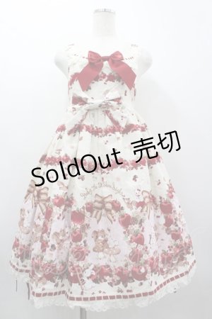 画像: BABY,THE STARS SHINE BRIGHT / Pomme rouge〜うさぎとりすのりんごの森〜柄ジャンパースカートII  生成り I-26-03-05-125-BA-OP-SA-ZI