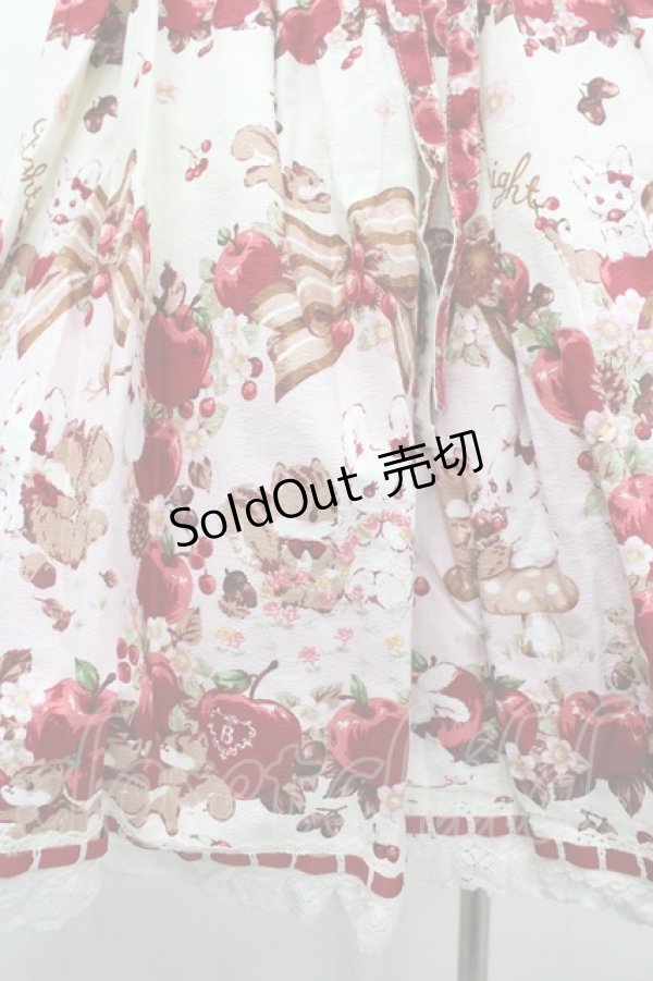 画像3: BABY,THE STARS SHINE BRIGHT / Pomme rouge〜うさぎとりすのりんごの森〜柄ジャンパースカートII  生成り I-26-03-05-125-BA-OP-SA-ZI (3)