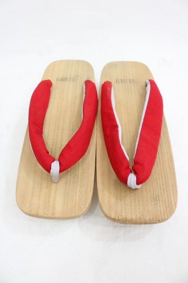 画像1: PINK HOUSE / 下駄 約24CM 赤Ｘベージュ I-26-03-05-012-LO-SH-SA-ZI (1)