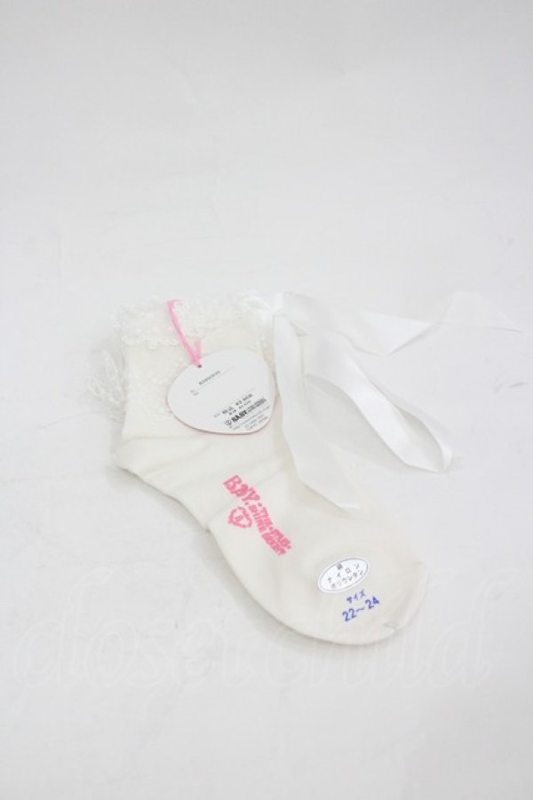 画像1: BABY,THE STARS SHINE BRIGHT / チュールレースのクルー丈ソックス  白 I-26-03-05-020-BA-ZA-SA-ZI (1)