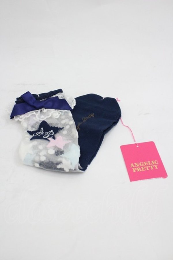 画像1: Angelic Pretty / カラフルStarクルー丈ソックス  紺 I-26-03-05-031-AP-ZA-SA-ZI (1)
