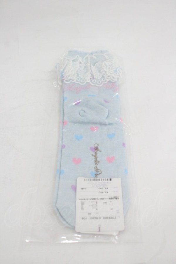 画像2: Angelic Pretty / Candy Petit Heartクルー丈ソックス  サックスＸ白 I-26-03-05-033-AP-ZA-SA-ZI (2)