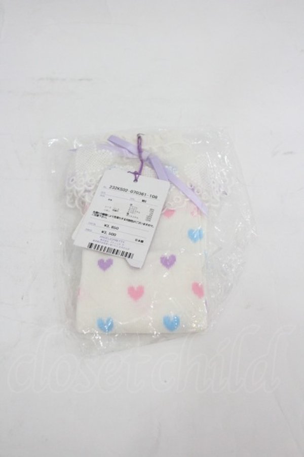 画像2: Angelic Pretty / Candy Petit Heartクルー丈ソックス  白 I-26-03-05-035-AP-ZA-SA-ZI (2)