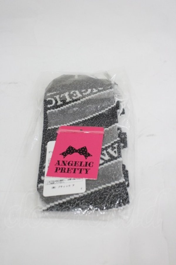 画像2: Angelic Pretty / ストライプキャンディクルー丈ソックス  黒Ｘ白Ｘシルバー I-26-03-05-037-AP-ZA-SA-ZI (2)