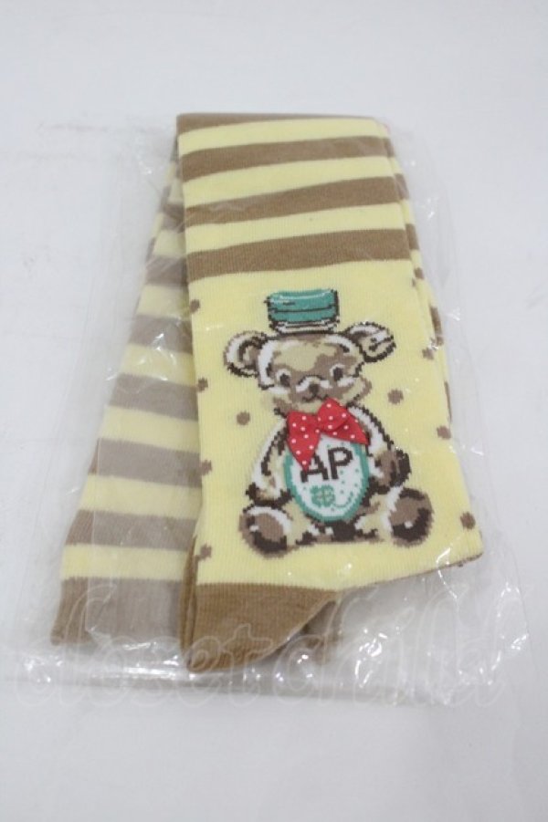 画像1: Angelic Pretty / Honey Cakeボーダーオーバーニー  イエロー I-26-03-05-039-AP-ZA-SA-ZI (1)