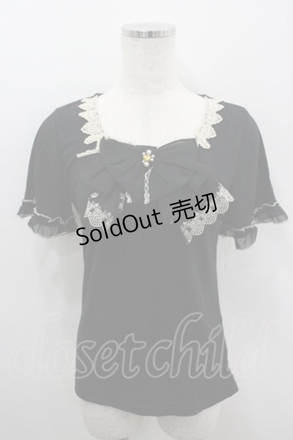 画像1: axes femme / bigリボンプルオーバー  黒Ｘアイボリー I-26-03-06-037-AX-TO-SA-ZI (1)