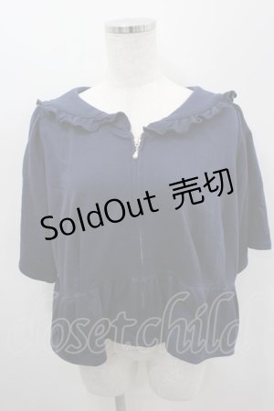 画像: axes femme / フリル襟フレアジップパーカー  青 I-26-03-06-038-AX-TO-SA-ZI