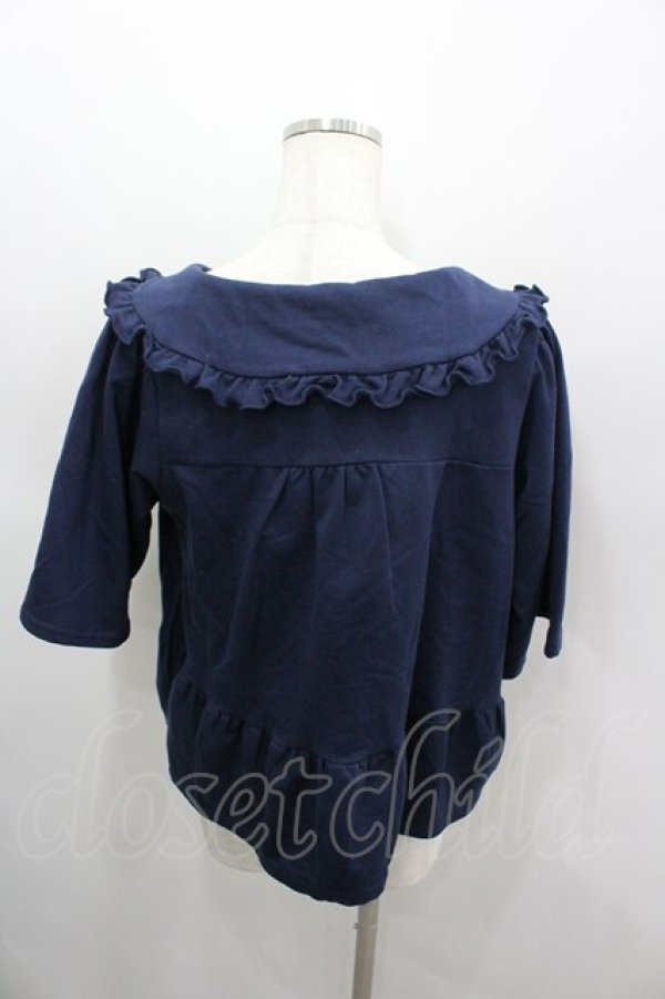 画像3: axes femme / フリル襟フレアジップパーカー  青 I-26-03-06-038-AX-TO-SA-ZI (3)