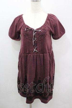 画像: axes femme / カットソー裾フロッキーチュニ M パープル I-26-03-06-040-AX-OP-SA-ZI