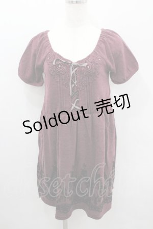 画像: axes femme / カットソー裾フロッキーチュニ M パープル I-26-03-06-040-AX-OP-SA-ZI