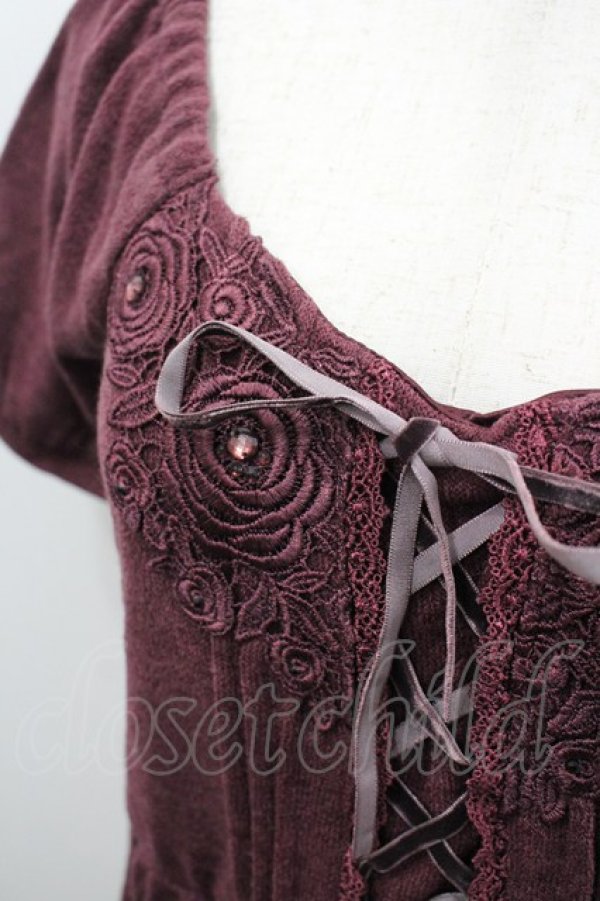 画像2: axes femme / カットソー裾フロッキーチュニ M パープル I-26-03-06-040-AX-OP-SA-ZI (2)