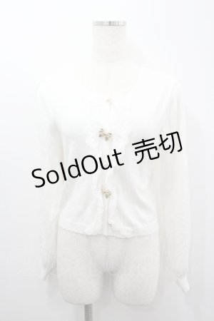 画像: axes femme POETIQUE / レース×リボンニットカーディガン  白 I-26-03-06-042-AX-TO-SA-ZI