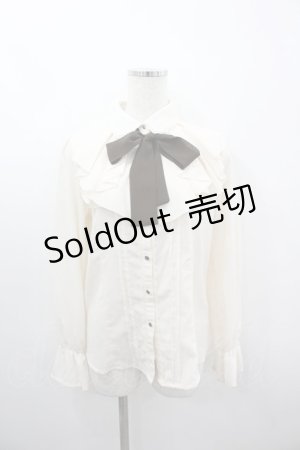 画像: axes femme / ラッフルフリルブラウス  アイボリーＸブラウン I-26-03-06-005-AX-BL-SA-ZI