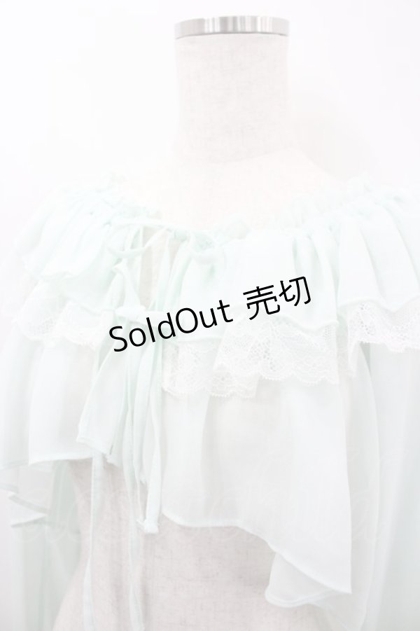 画像2: axes femme POETIQUE / オフショルシフォンボレロ  ミント I-26-03-06-046-AX-TO-SA-ZI (2)