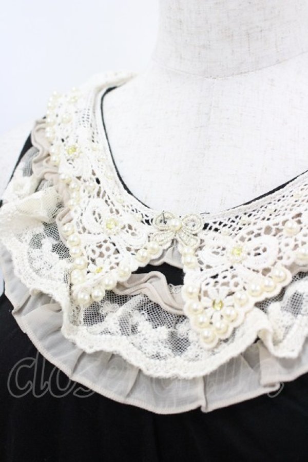 画像2: axes femme / レース&パール襟タンク  黒Ｘアイボリー I-26-03-06-049-AX-TO-SA-ZI (2)