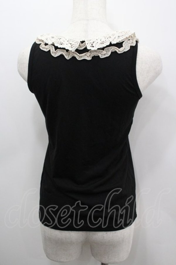画像3: axes femme / レース&パール襟タンク  黒Ｘアイボリー I-26-03-06-049-AX-TO-SA-ZI (3)
