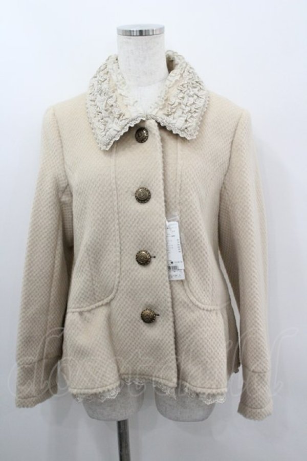 画像1: axes femme / フリルカラーショートコート M ベージュ I-26-03-06-054-AX-CO-SA-ZI (1)