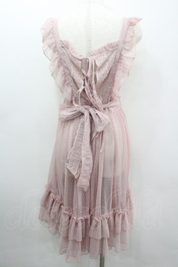 画像3: axes femme kawaii / ドットチュールエプロン  ピンク I-26-03-06-061-AX-OP-SA-ZI (3)