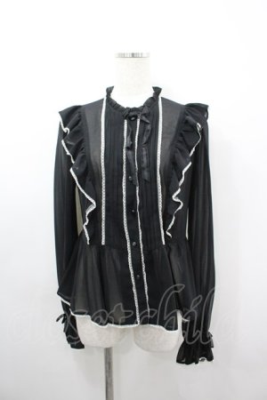 画像: Angelic Pretty / エポールフリルブラウス  黒Ｘ白 I-26-03-06-067-AP-BL-SA-ZI