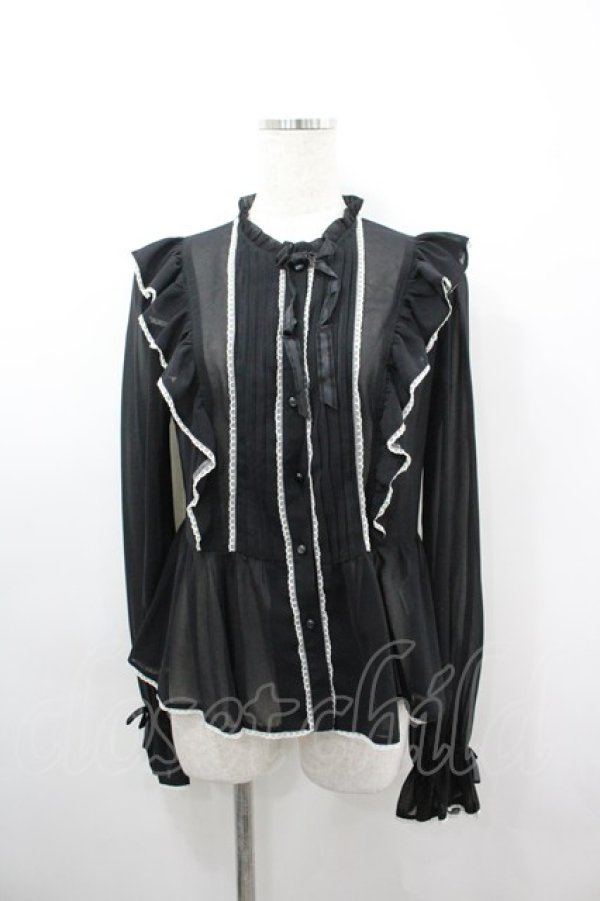 画像1: Angelic Pretty / エポールフリルブラウス  黒Ｘ白 I-26-03-06-067-AP-BL-SA-ZI (1)