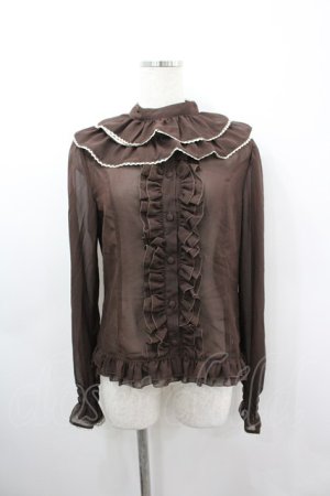 画像: metamorphose / シフォン襟フリルブラウス  ブラウン I-26-03-06-068-ME-BL-SA-ZI