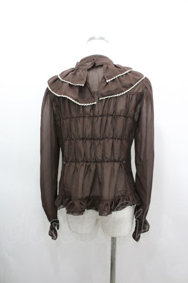 画像3: metamorphose / シフォン襟フリルブラウス  ブラウン I-26-03-06-068-ME-BL-SA-ZI (3)