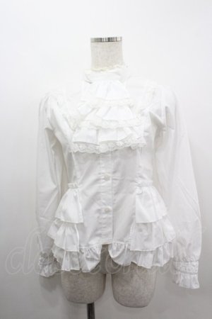 画像: ATELIER PIERROT / 段々フリルジャボ付きブラウス  白 I-26-03-06-069-EL-BL-SA-ZI