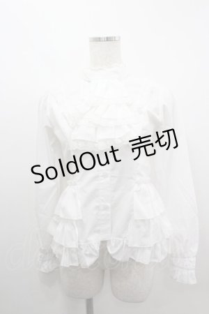 画像: ATELIER PIERROT / 段々フリルジャボ付きブラウス  白 I-26-03-06-069-EL-BL-SA-ZI