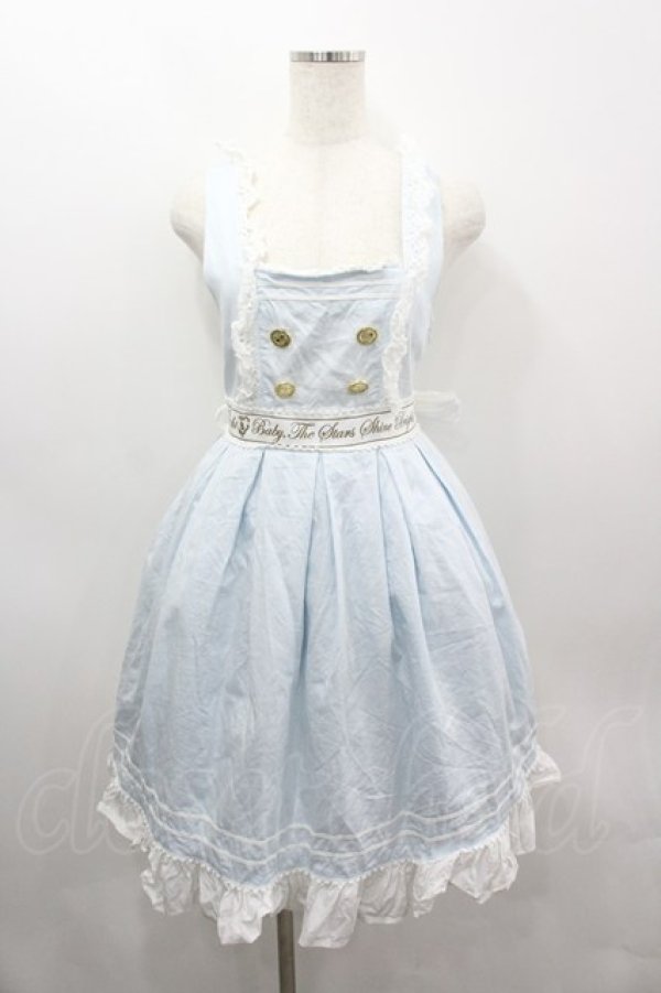 画像1: BABY,THE STARS SHINE BRIGHT / Best Wishesジャンパースカート  サックスＸ白 I-26-03-06-075-BA-OP-SA-ZI (1)