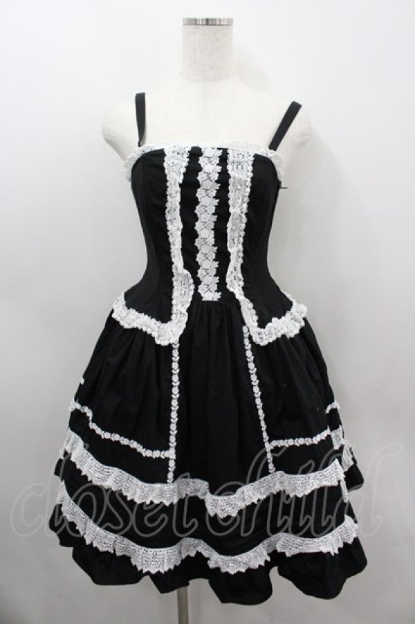 画像1: ALICE and the PIRATES / ミランダジャンパースカート  黒×白 I-26-03-06-076-PA-OP-TE-ZI (1)