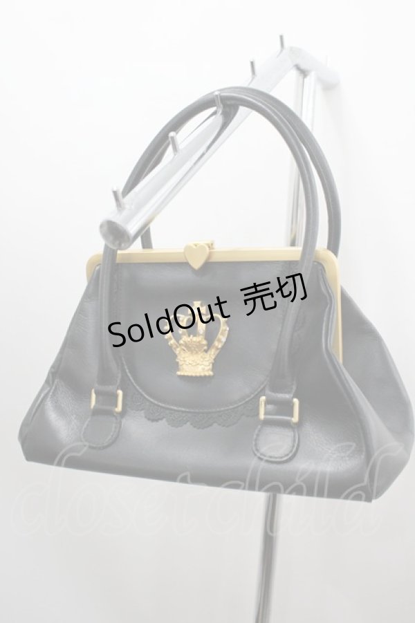 画像1: BABY,THE STARS SHINE BRIGHT / 王冠ガマ口BAG  黒 I-26-03-06-085-BA-BG-SA-ZI (1)