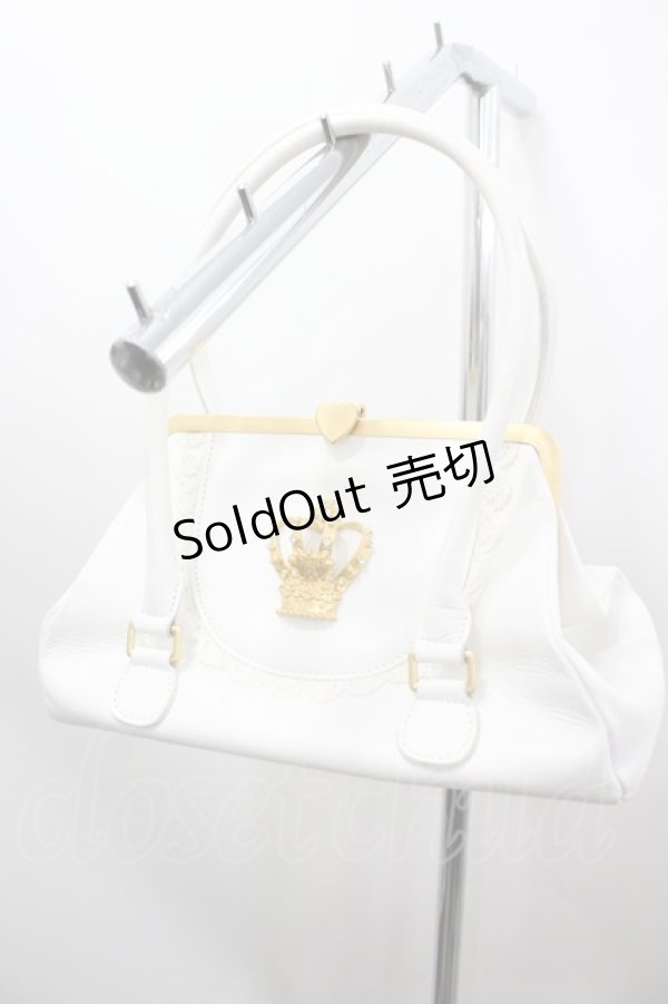画像1: BABY,THE STARS SHINE BRIGHT / 王冠ガマ口BAG  白 I-26-03-06-086-BA-BG-SA-ZI (1)