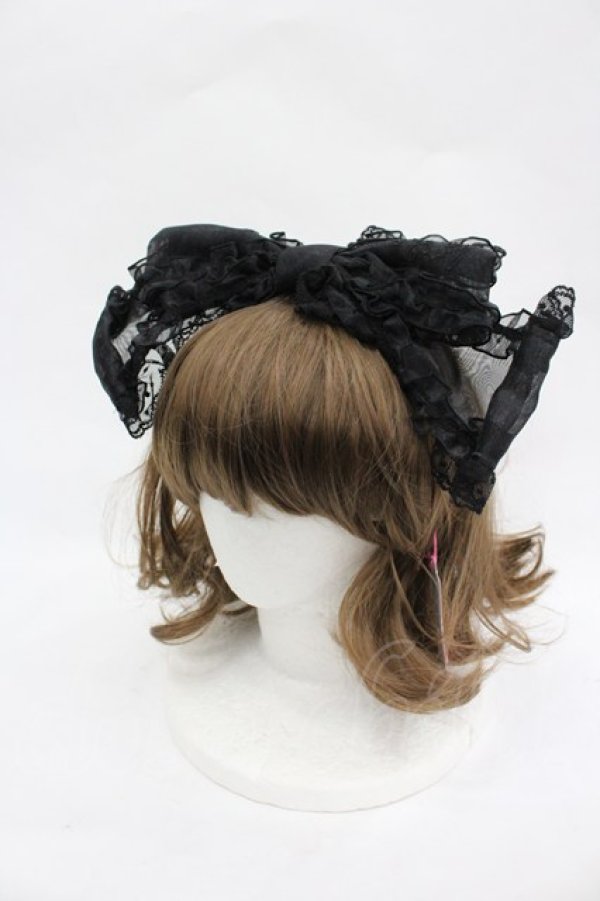 画像1: Angelic Pretty / フリルシースルーカチューシャ  黒 I-26-03-06-088-AP-AC-SA-ZI (1)