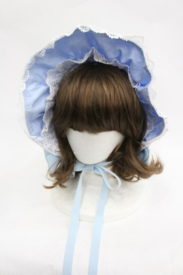 画像2: BABY,THE STARS SHINE BRIGHT / うさみみボンネット  サックスX白 I-26-03-06-090-BA-AC-SA-ZI (2)