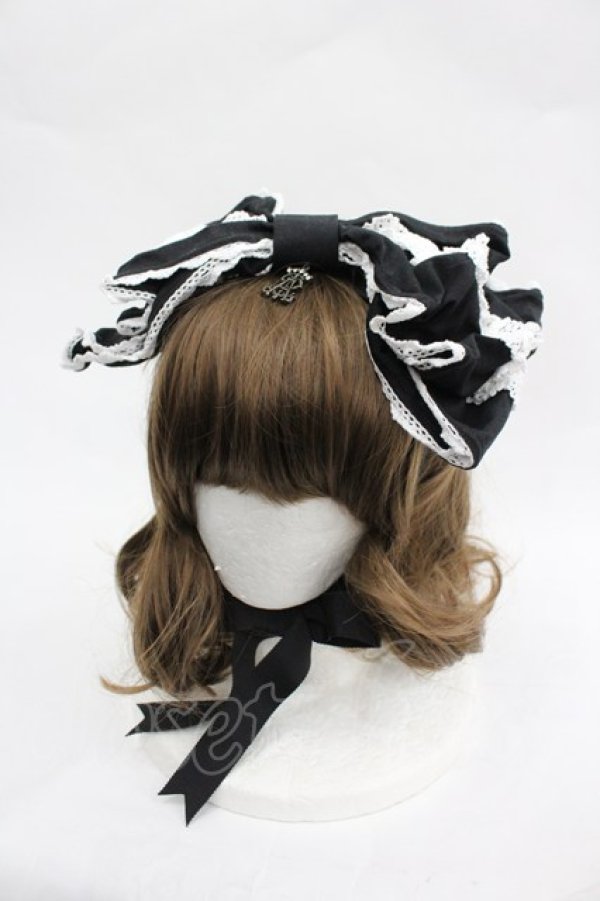 画像1: ALICE and the PIRATES / Dolly Ribbonヘッドドレス  黒×白 I-26-03-06-091-PA-AC-TE-ZI (1)