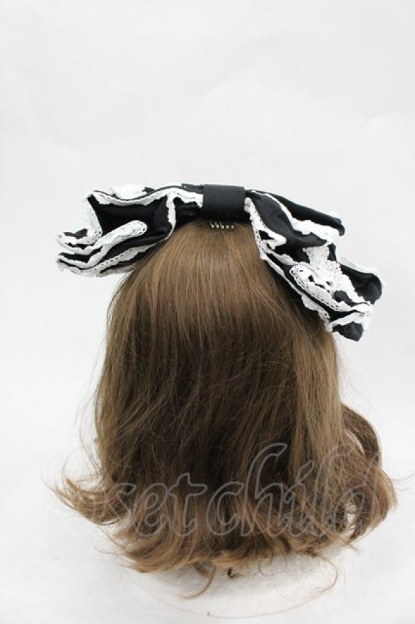 画像3: ALICE and the PIRATES / Dolly Ribbonヘッドドレス  黒×白 I-26-03-06-091-PA-AC-TE-ZI (3)