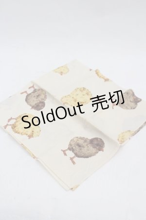 画像: PINK HOUSE / ひよこプリントハンカチ  アイボリー I-26-03-06-104-LO-ZA-SA-ZI