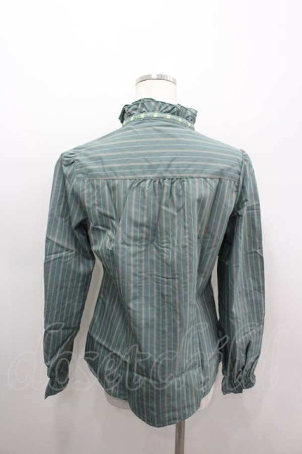 画像3: axes femme / 先染めストライプブラウス L グリーン I-26-03-06-011-AX-BL-SA-ZI (3)