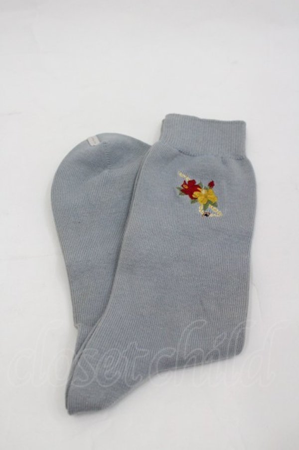 画像2: Karl Helmut / フラワー刺繍ソックス  サックス I-26-03-06-109-EL-ZA-SA-ZI (2)