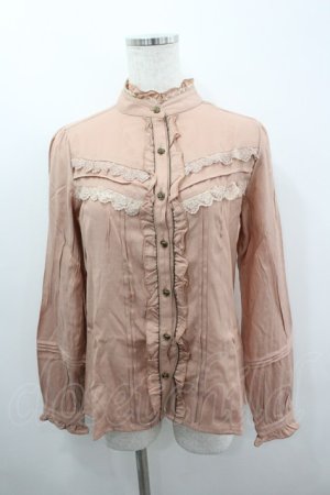 画像: axes femme / モチーフ付きリボンフリルブラウス L アワピンク I-26-03-06-012-AX-BL-SA-ZI