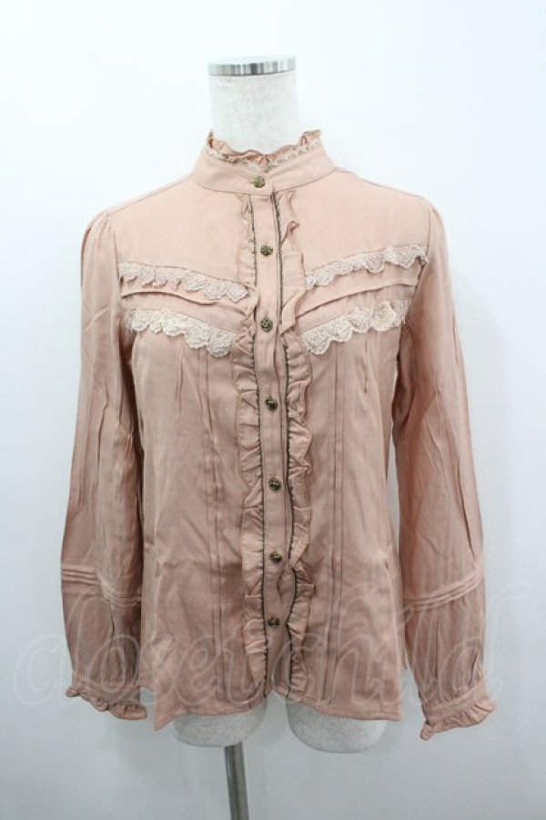 画像1: axes femme / モチーフ付きリボンフリルブラウス L アワピンク I-26-03-06-012-AX-BL-SA-ZI (1)