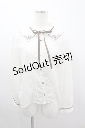 画像: axes femme / レイヤードカラー刺繍ブラウス  アイボリーＸブラウン I-26-03-06-003-AX-BL-SA-ZI