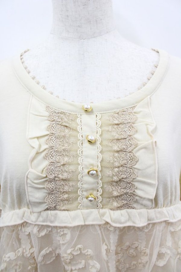 画像2: axes femme / チュール刺繍切替カットソー  生成り I-26-03-06-026-AX-TO-SA-ZI (2)