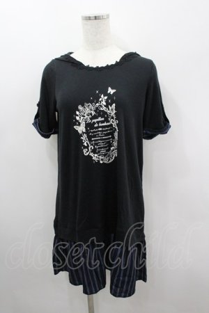 画像: axes femme / フード付チュニックワンピース  黒Ｘ白 I-26-03-06-031-AX-OP-SA-ZI